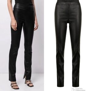 Helmut Lang slit-cuff black lamb leather trousers NWT